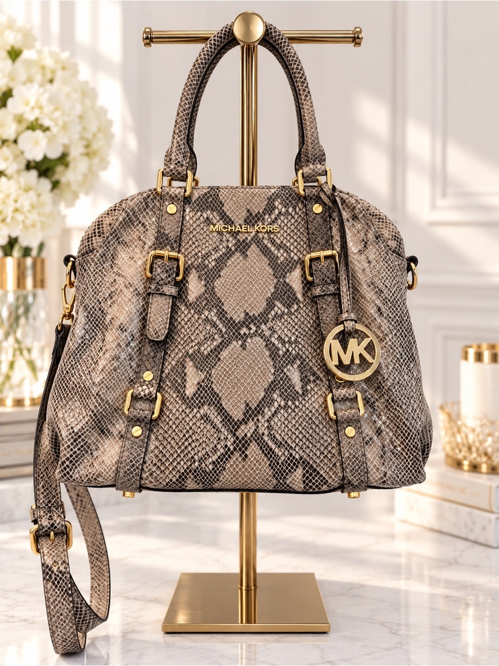 Michael Kors Snakeskin Print Satchel or Shoulder Bag